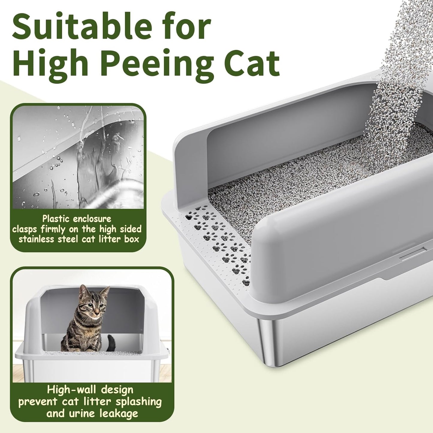XL Stainless Steel Cat Litter Box with Enclosure – Durable, Odor-Free, Easy to Clean