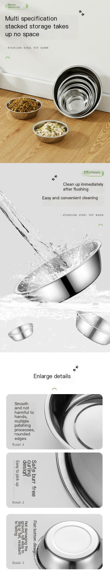 Stainless Steel Pet Bowl – Stackable, Polished, and Perfect for Cats and Dogs
