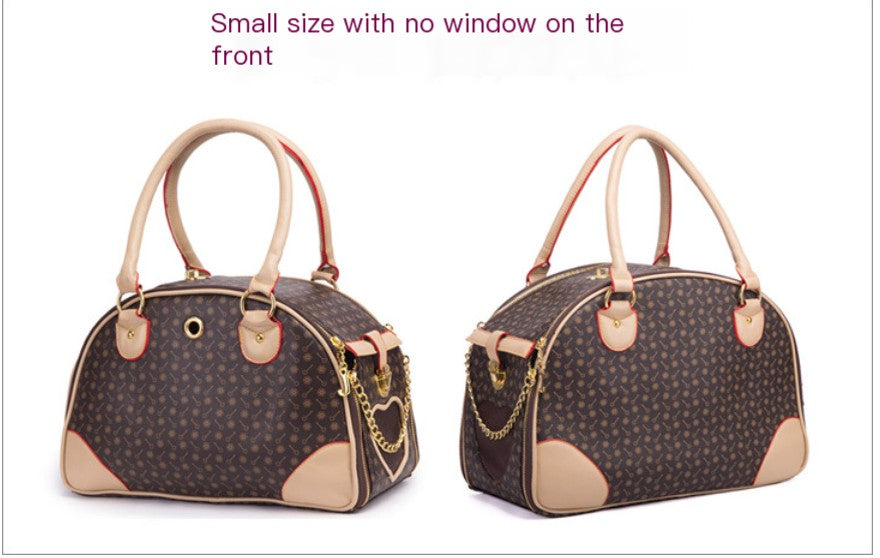 Deluxe PU Leather Pet Carrier – Stylish Travel Bag in 2 Sizes for Small Dogs & Cats