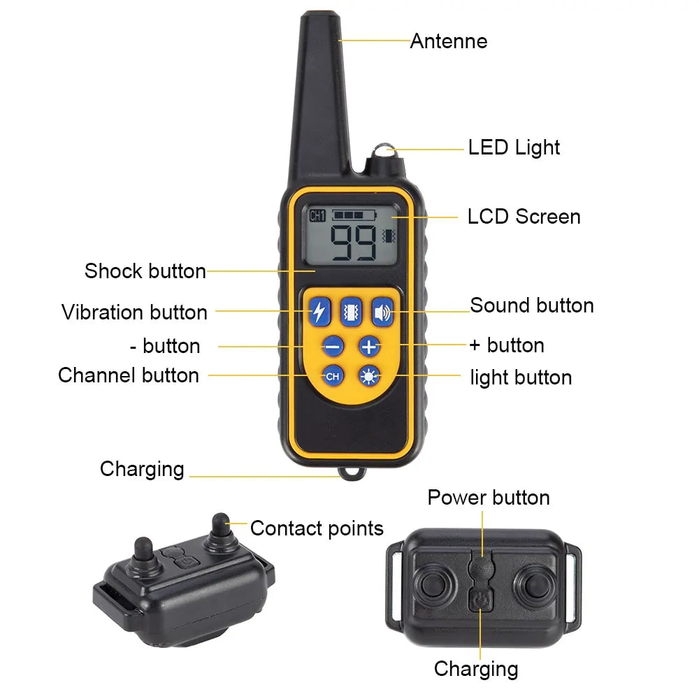 Electric Dog Training Collar – Waterproof, Long-Range, and Fully Adjustable for Effective Obedience Training