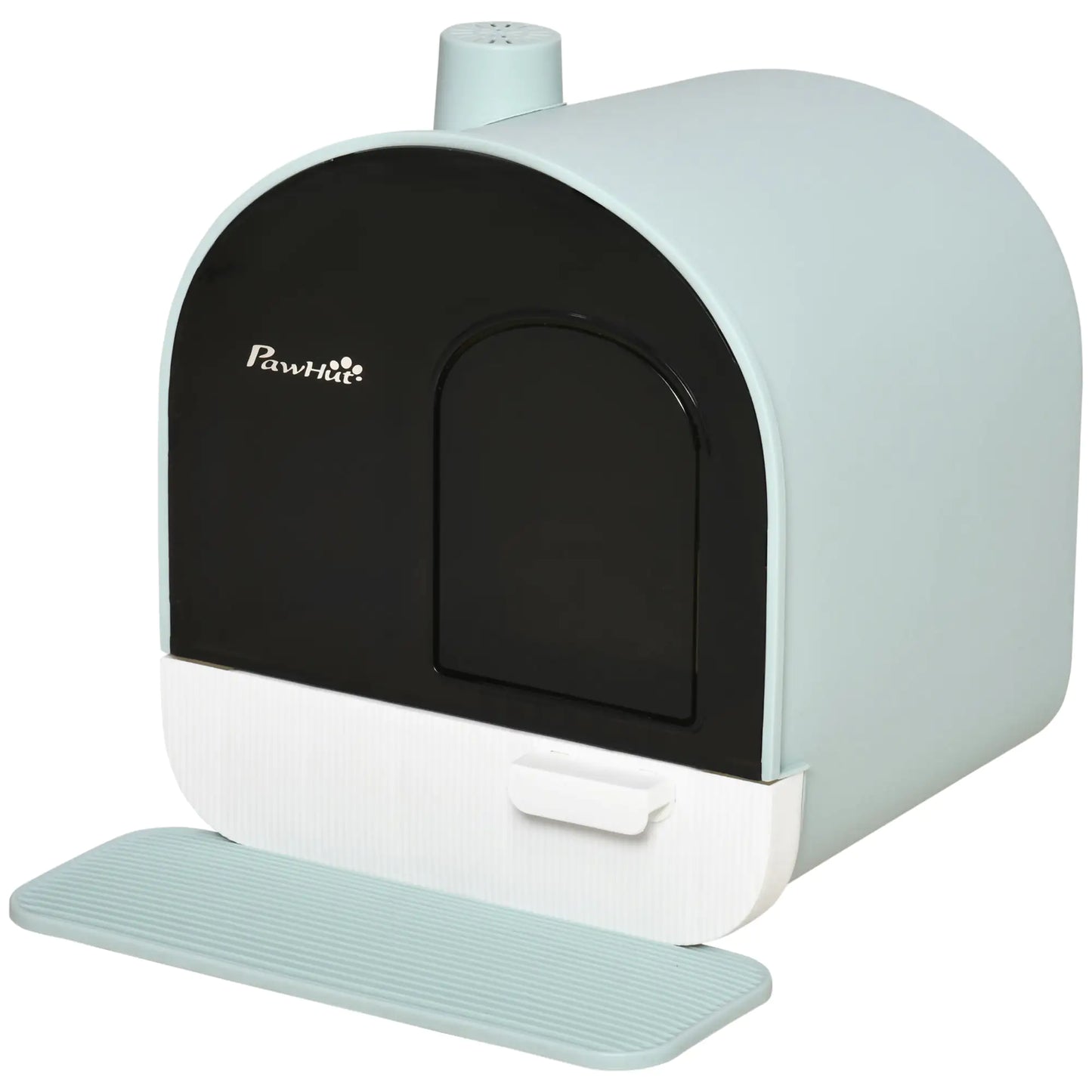 PawHut Cat Litter Box with Lid, Indoor Cat Litter Tray with Spoon, Strainer, Private Hooded Litter Box, Easy to Clean, Green, 17" x 17" x 18.5"