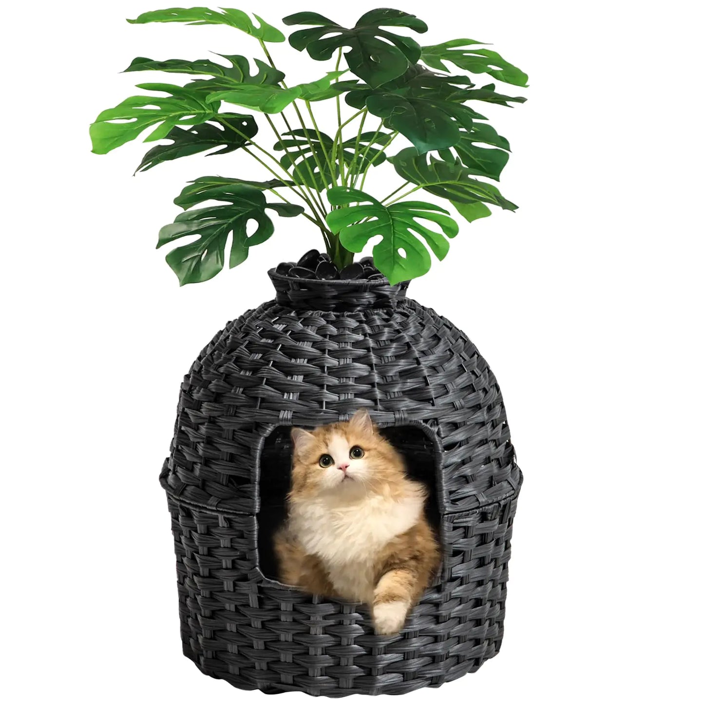 Rattan Planter Hidden Cat Litter Box – Handwoven Decorative Enclosure with Activated Carbon Filter