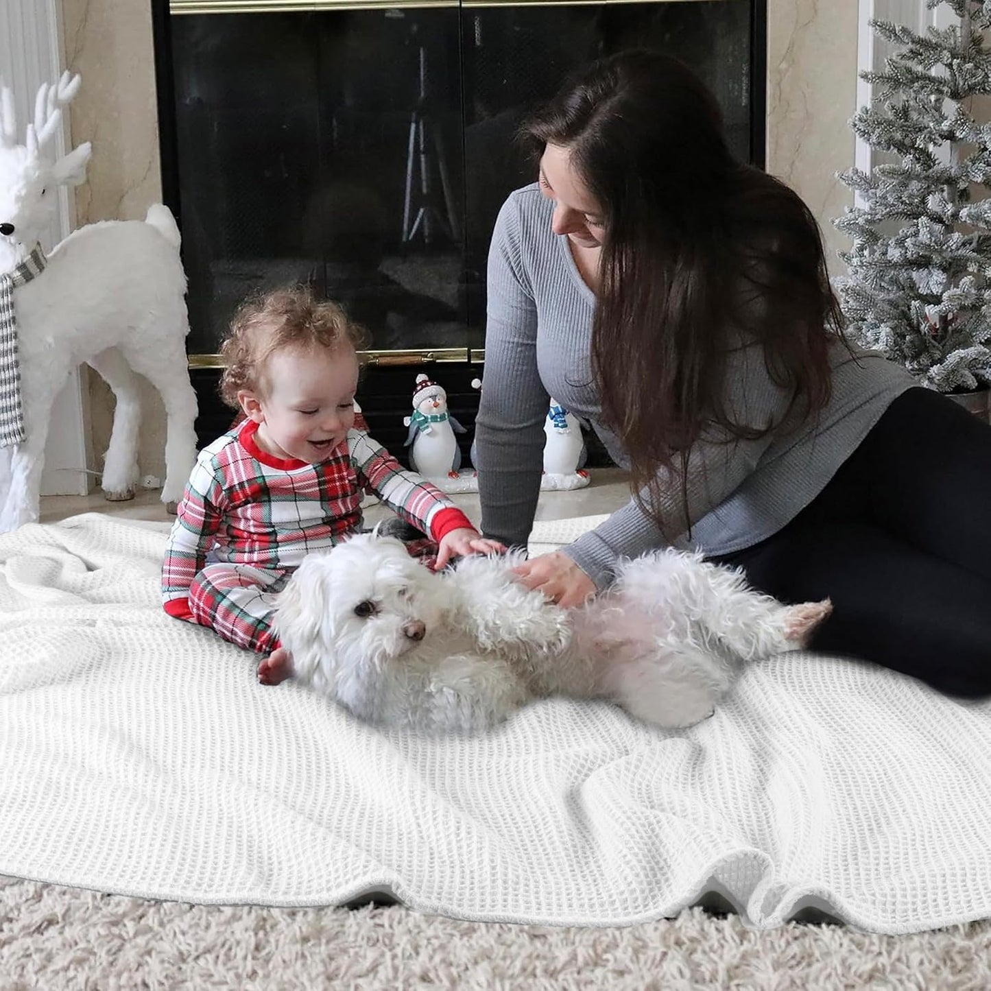 100% Cotton Waffle Weave Blanket – King Size (108"x90") – Lightweight, Breathable & Stylish Throw for Bed, Sofa, or Chair – White