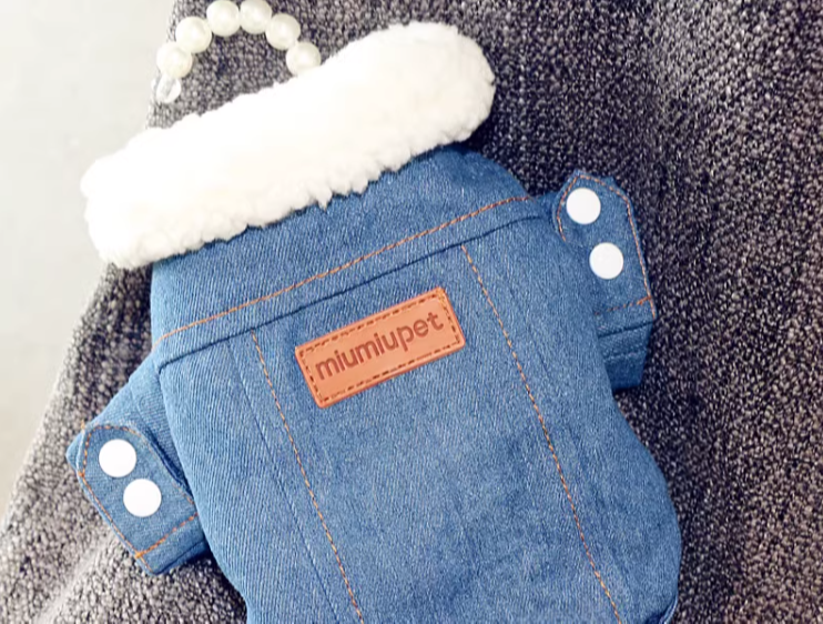 Thickened Warm Dog Cotton Jacket – Stylish Denim Winter Coat (XS to XL)