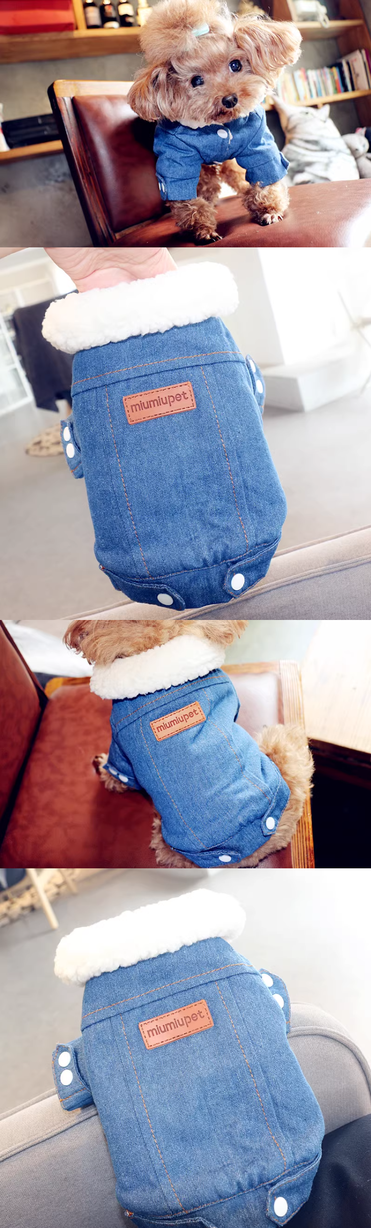 Thickened Warm Dog Cotton Jacket – Stylish Denim Winter Coat (XS to XL)