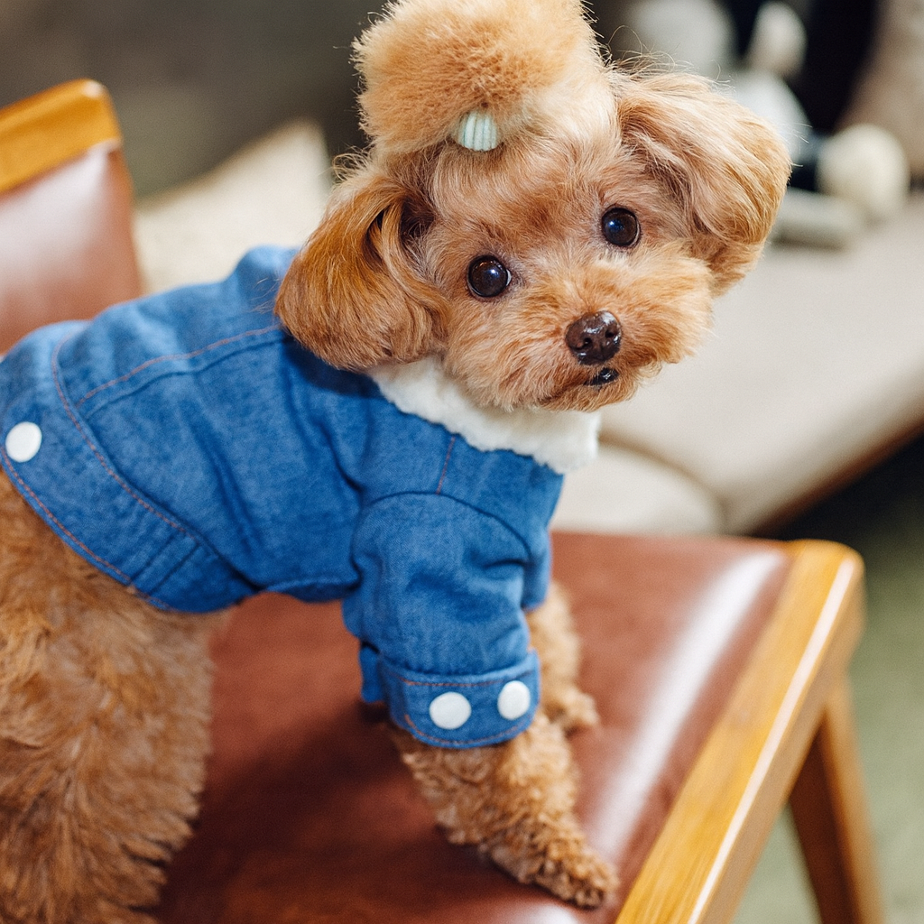 Thickened Warm Dog Cotton Jacket – Stylish Denim Winter Coat (XS to XL)