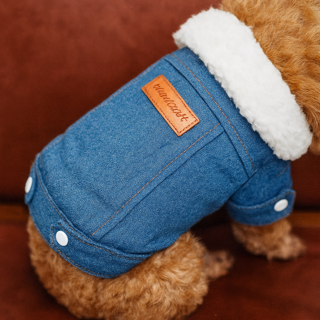 Thickened Warm Dog Cotton Jacket – Stylish Denim Winter Coat (XS to XL)