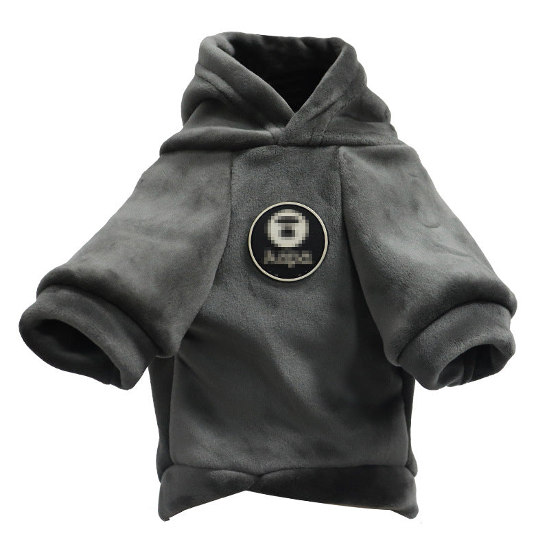 Cute Pet Ball Hoodie – Soft Golden Velvet Dog Sweater with Pom-Pom Hood (XS–XXL)