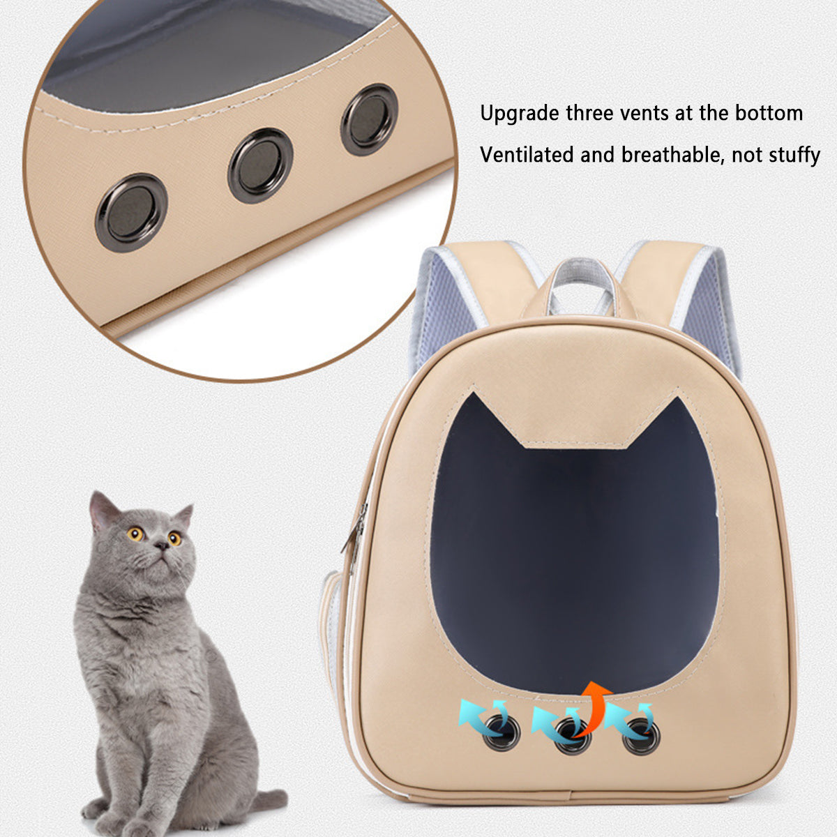PU Portable Cat Carrier Backpack – Transparent Travel Bag for Small Dogs & Cats