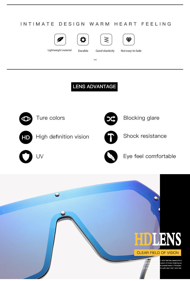 Oversized Shield Sunglasses – Unisex HD Lens Design with UV Protection (5.7" Width)