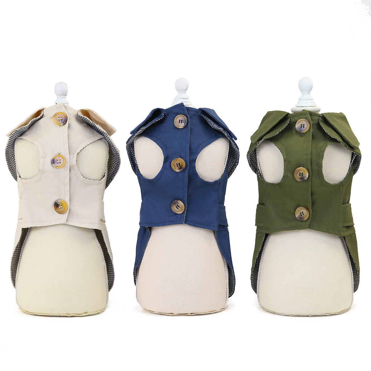 Trendy Polyester Dog Outfit – Stylish Everyday Wear in Khaki, Navy Blue, and Green (S–2XL)