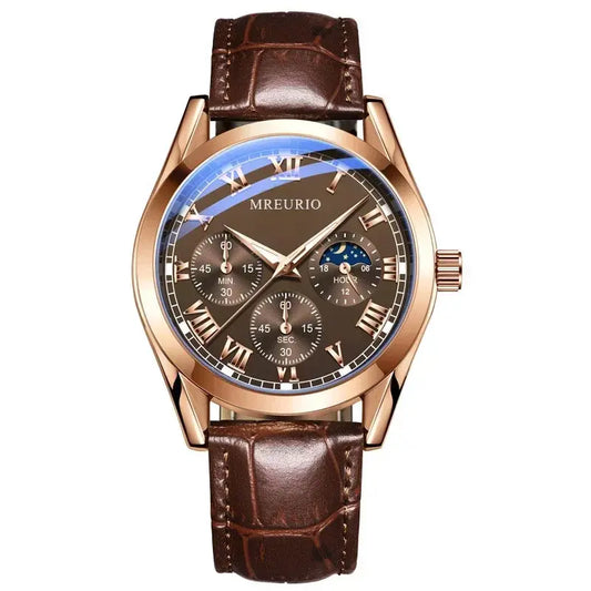 Men’s Luxury Quartz Watch with Leather Strap