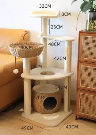 Cattail Cat Tree Tower – Oversized Cloud-Style Perch for Lounging Cats