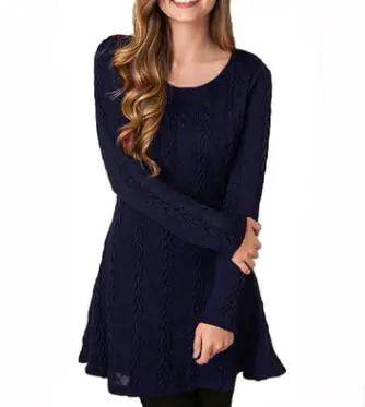 Long-Sleeve Sweater Dress – Soft Knit, Relaxed Fit, and Versatile Elegance (S–5XL)