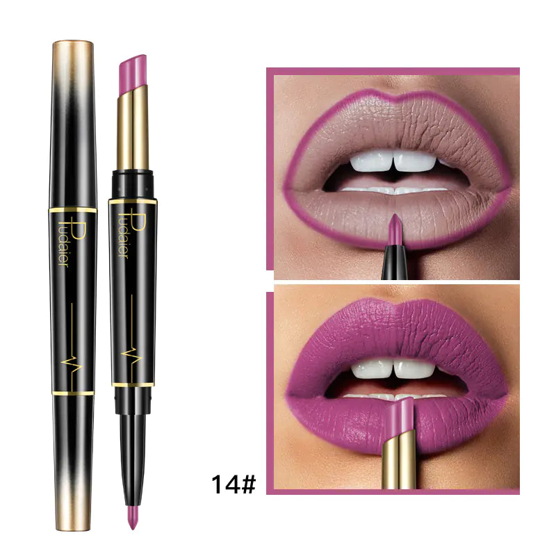 Double Lipstick Lip Liner – 2-in-1 Matte Lipstick and Rotating Liner