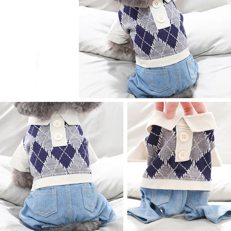 Four Legged Winter Clothes for Dogs – Cozy, Stylish & Warm Apparel (Beige Grey & Navy Grey)