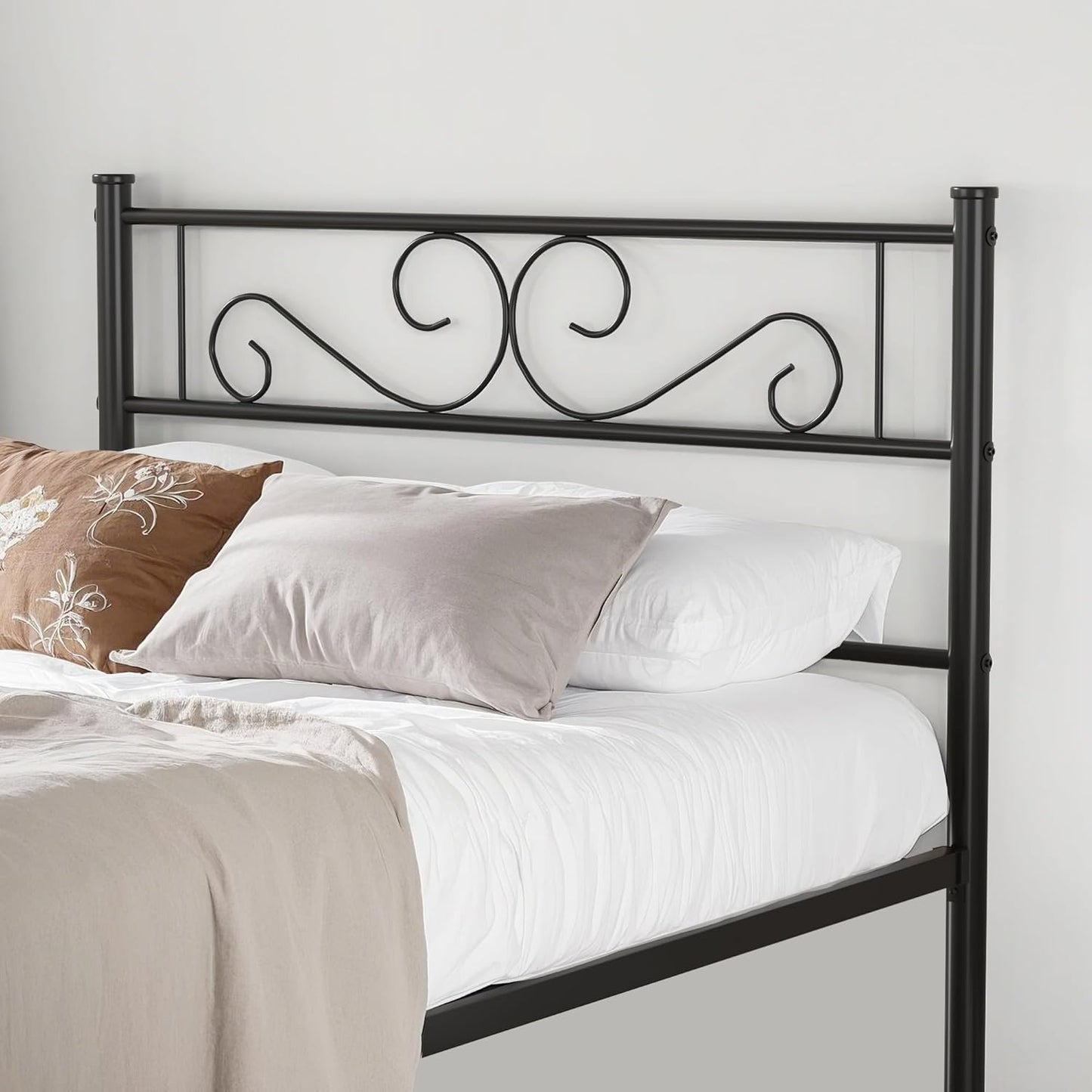 Twin Size Bed Frame with Headboard, 14 Inch Metal Platform Mattress Foundation, No Box Spring Needed, Squeak Resistant, Easy Assembly, Matte Black