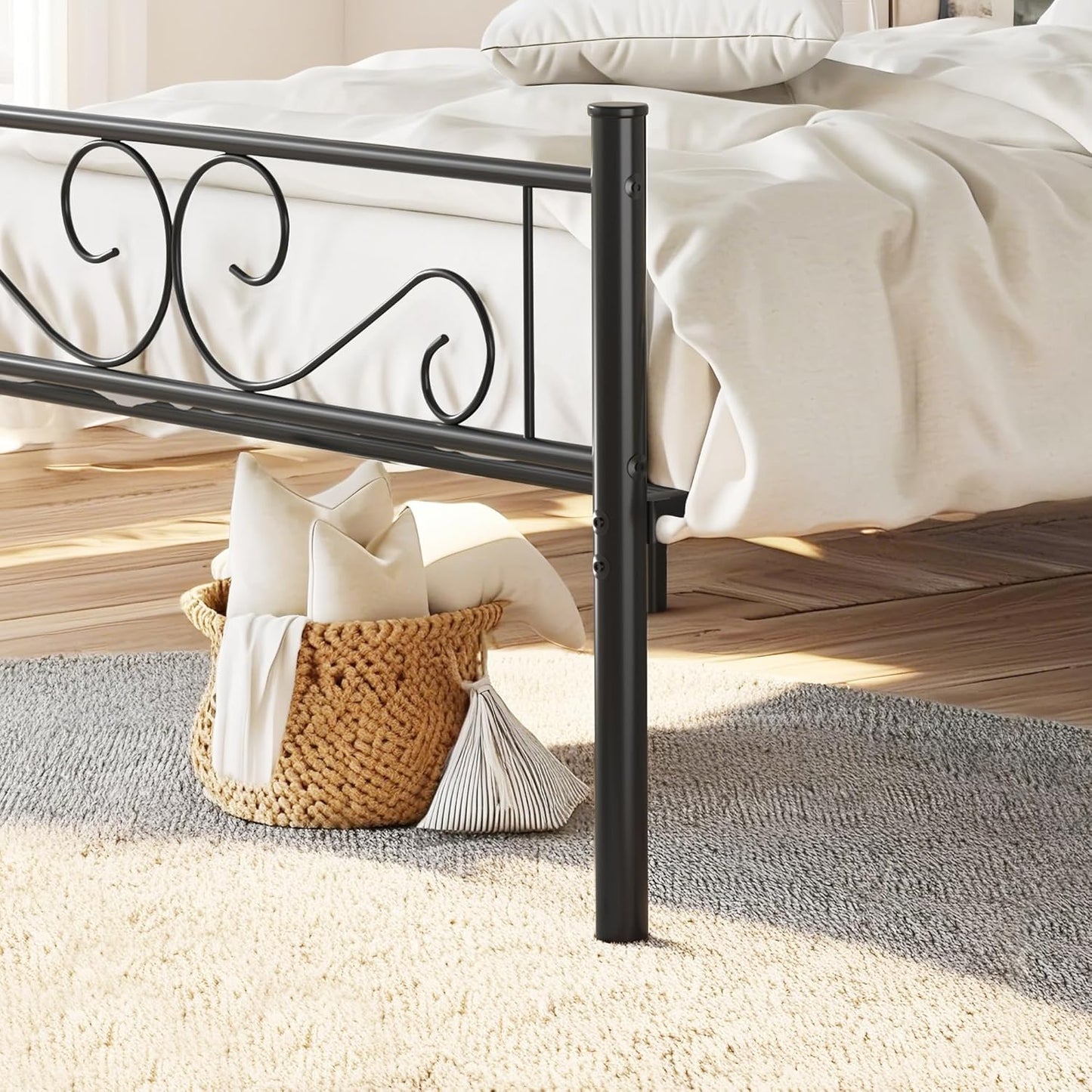 Twin Size Bed Frame with Headboard, 14 Inch Metal Platform Mattress Foundation, No Box Spring Needed, Squeak Resistant, Easy Assembly, Matte Black