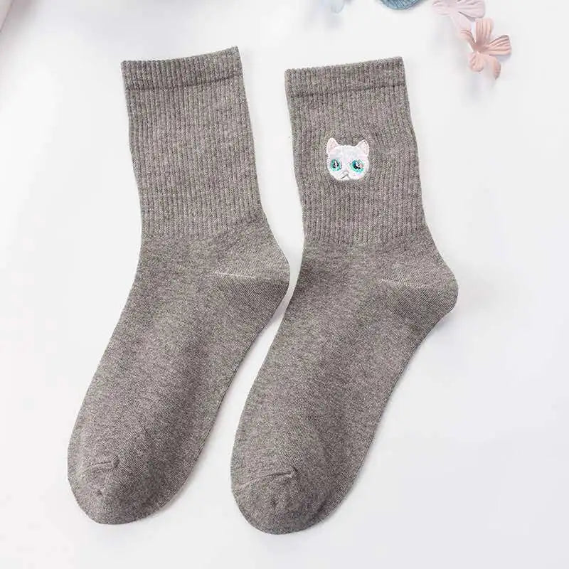 Embroidered Cat Socks for Women – Playful Comfort in Every Step