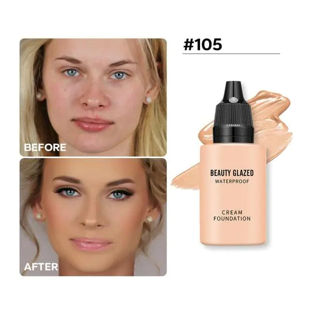 Beauty Glazed Waterproof Cream Foundation – Long-Lasting, High Coverage, Automatic Tanning Effect (9 Shades)