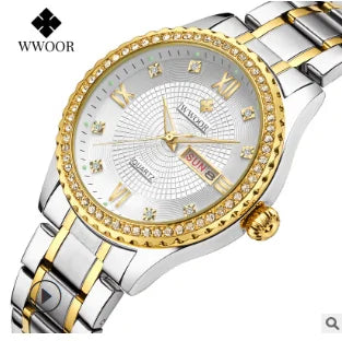 WWOOR Diamond Women’s Fashion Gold Quartz Watch