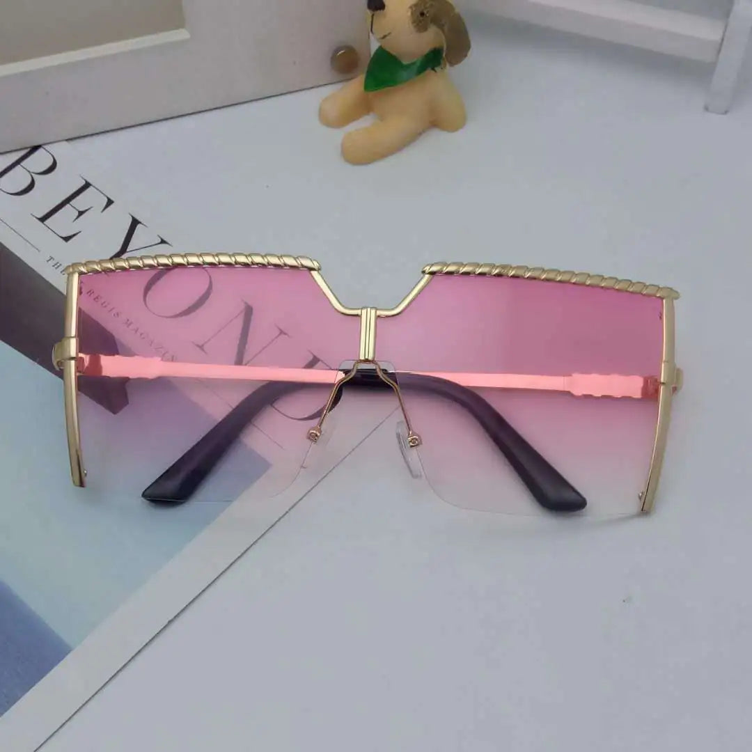 Frameless Gradient Square Sunglasses – Oversized PC+Metal UV400 Fashion Shades (Multiple Color Options)
