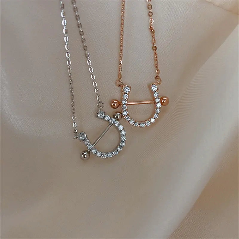Horseshoe Zircon Necklace & Earrings: A Touch of Elegance and Luck