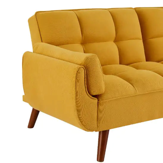 Yellow Fabric Sofa for Home Use – Linen Upholstery, Contemporary Design
