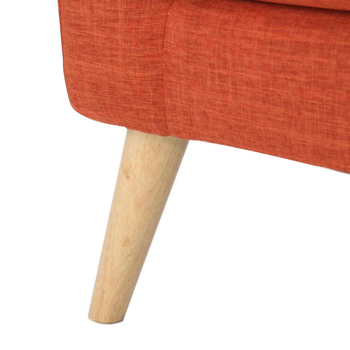 Double Sofa – Mid-Century Modern Orange Loveseat with Button Tufting & Light Birch Legs