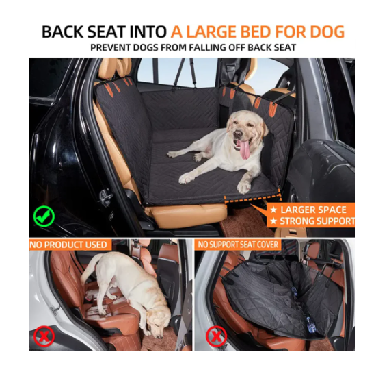 Waterproof Dog Car Seat Cover with Hammock Design – Turns Backseat into a Safe, Spacious Pet Bed
