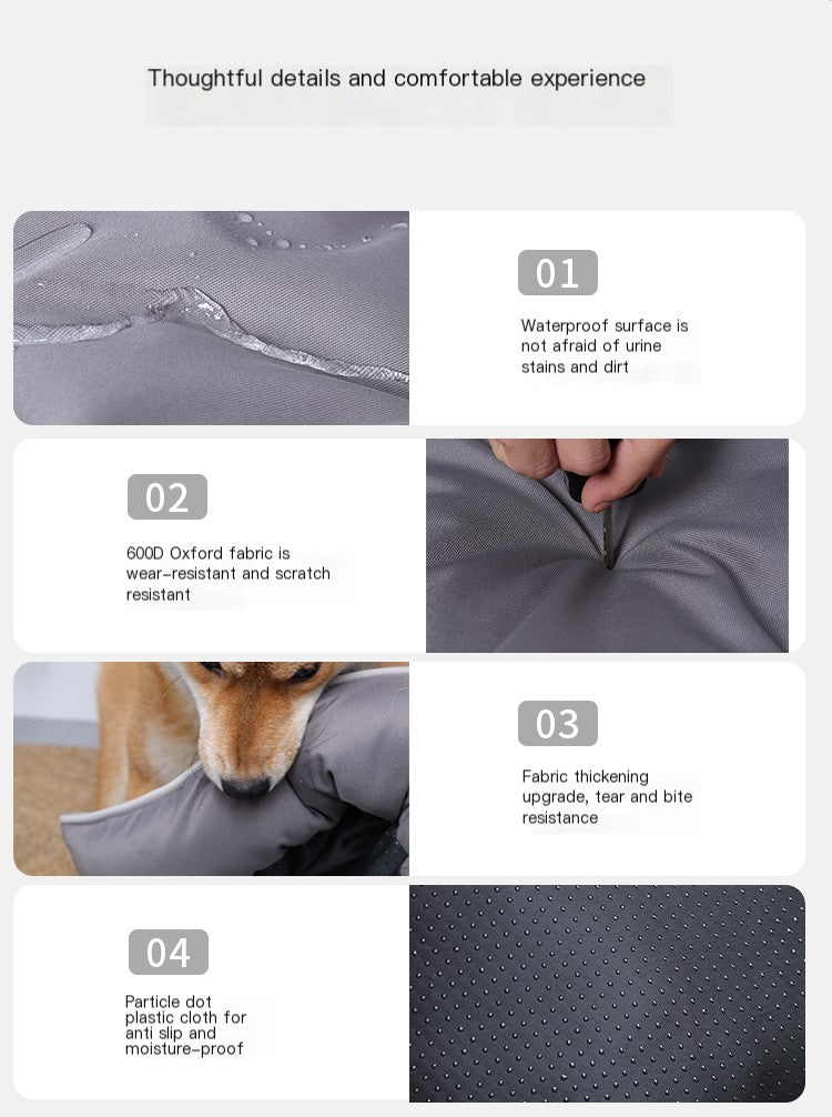 All-Season Waterproof Anti-Bite Dog Bed – Oxford Cloth Pet Mat with Non-Slip Base