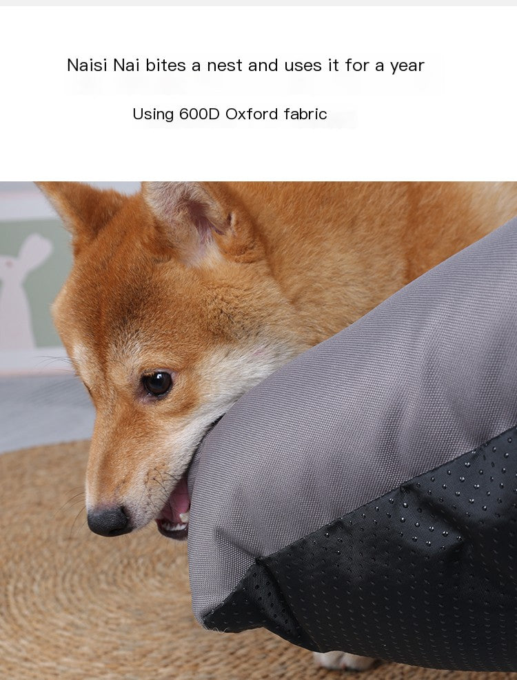 All-Season Waterproof Anti-Bite Dog Bed – Oxford Cloth Pet Mat with Non-Slip Base