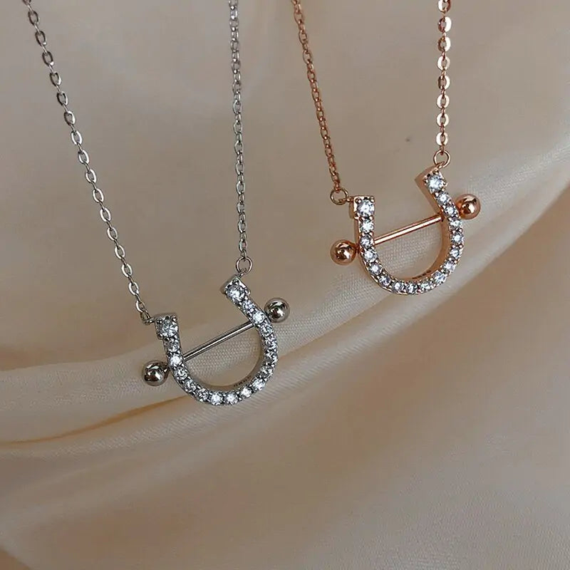 Horseshoe Zircon Necklace & Earrings: A Touch of Elegance and Luck