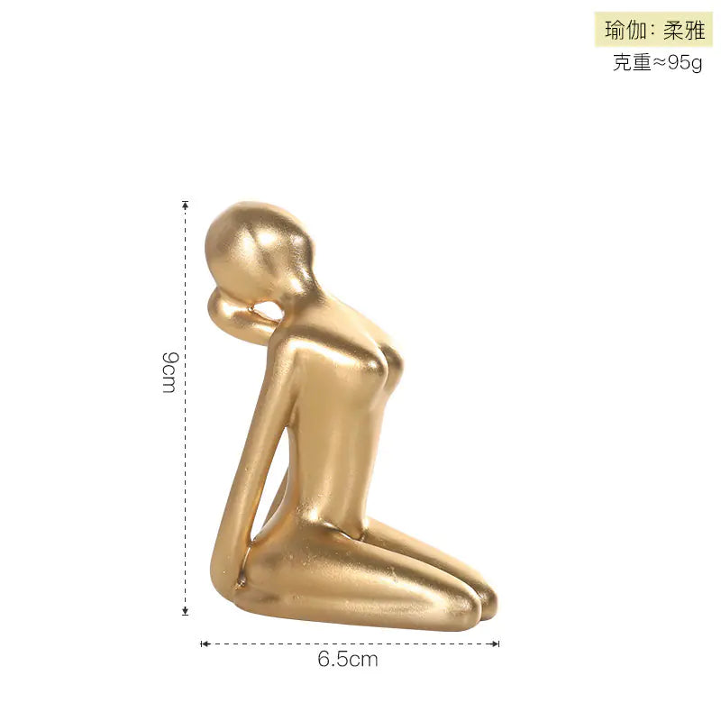 Nordic Minimalist Yoga Girl Figurine – Resin Modern Home Decor Sculpture