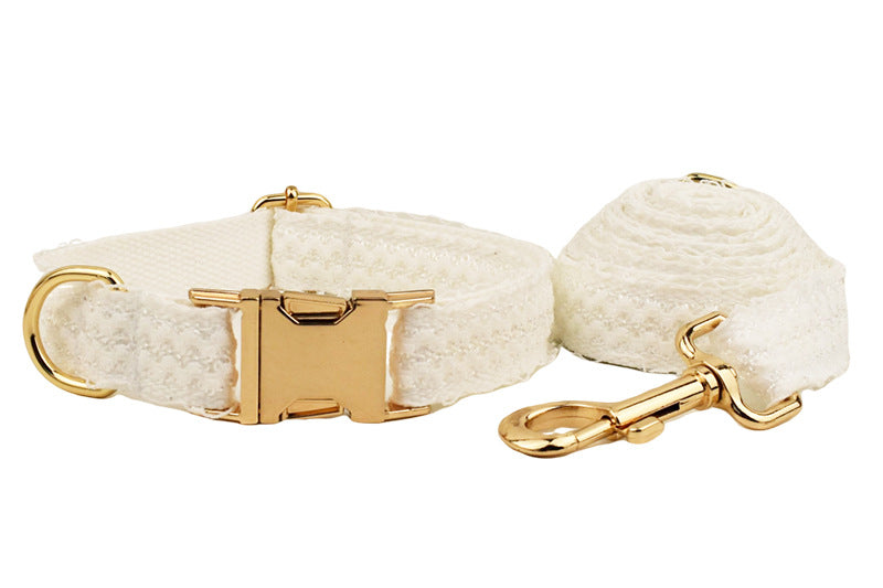 White Lace Pet Vest, Dog Collar & Leash Set (S–XL Sizes)
