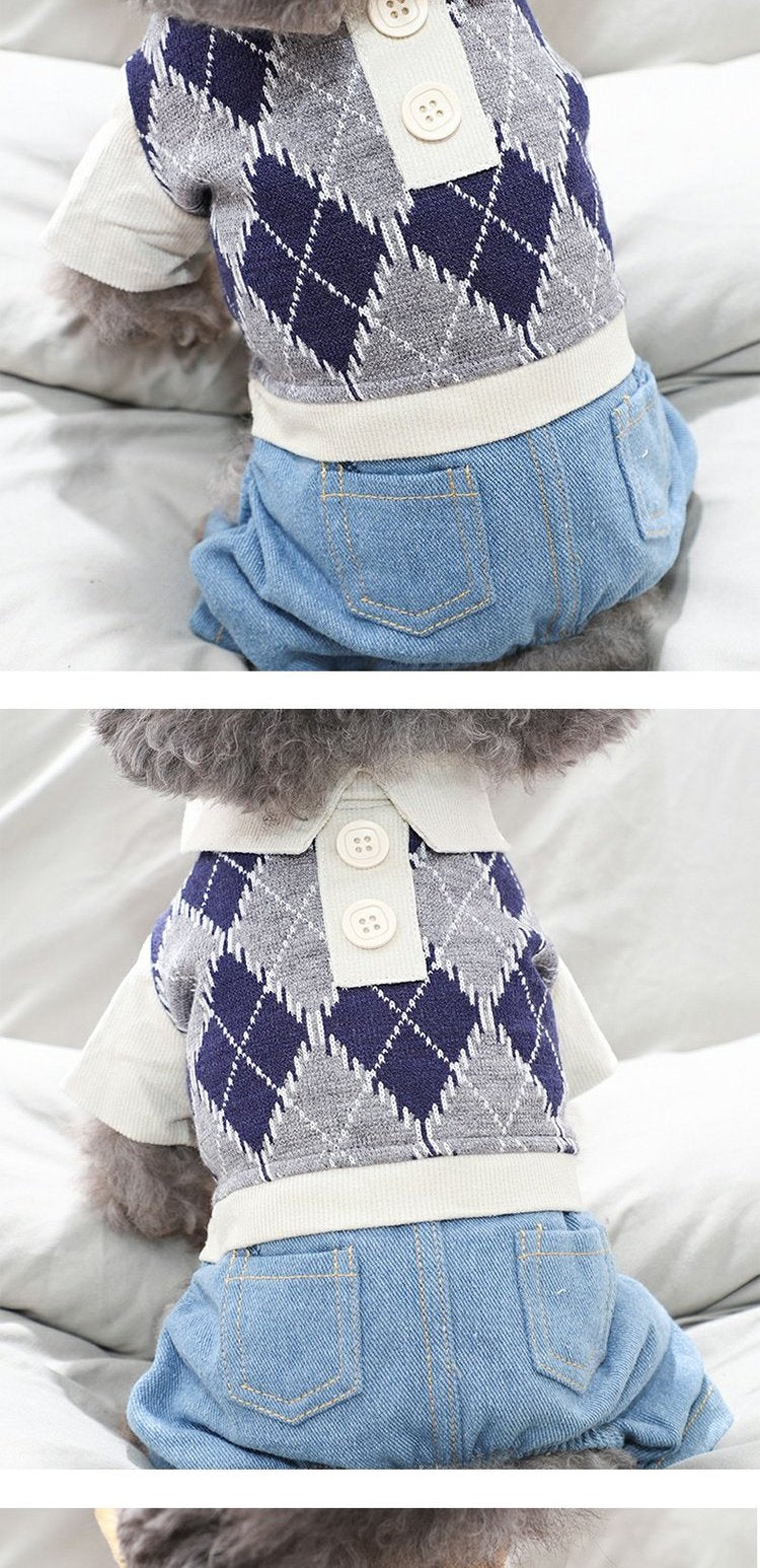 Four Legged Winter Clothes for Dogs – Cozy, Stylish & Warm Apparel (Beige Grey & Navy Grey)