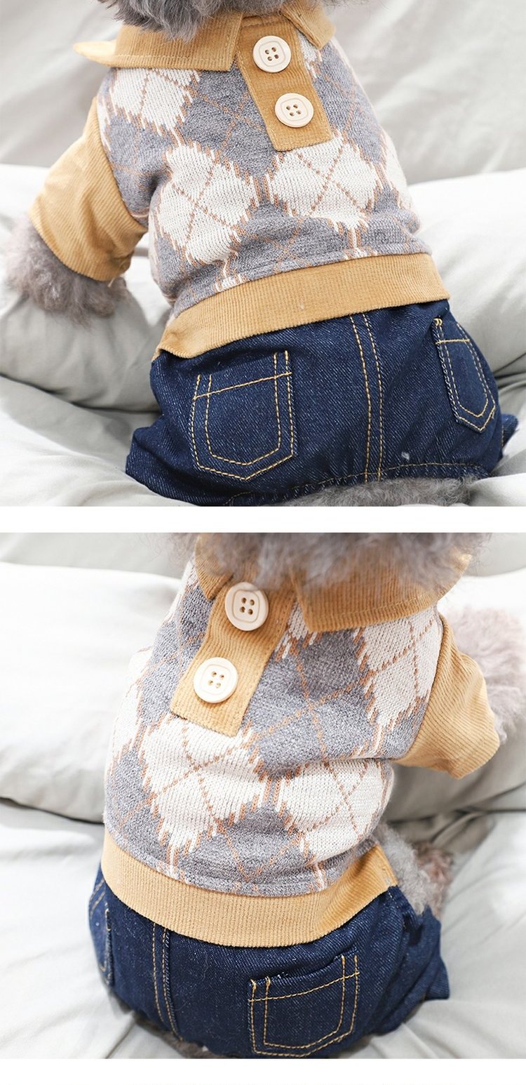 Four Legged Winter Clothes for Dogs – Cozy, Stylish & Warm Apparel (Beige Grey & Navy Grey)