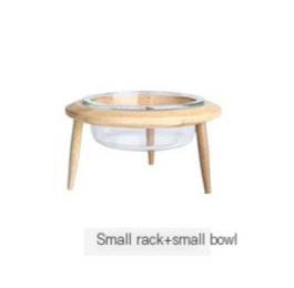 UFO Pet Bowl with Glass Saucer and Beech Wood Stand