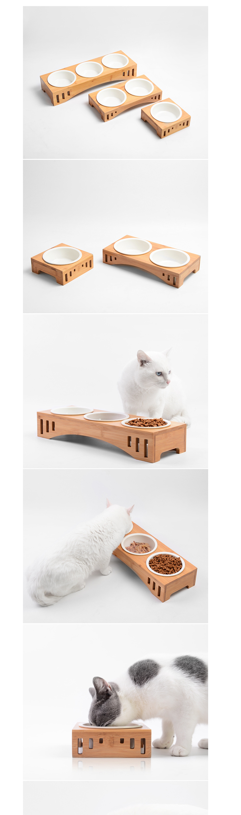Elegant Solid Wood Pet Dining Table with Bowl Stand