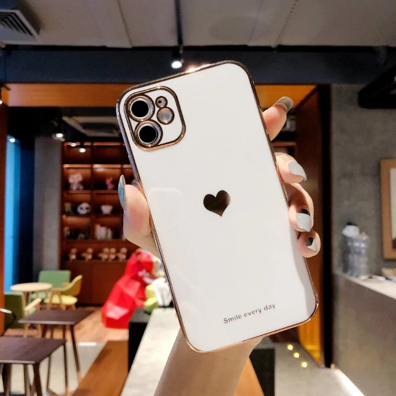 Electroplated Love Heart Phone Case for iPhone
