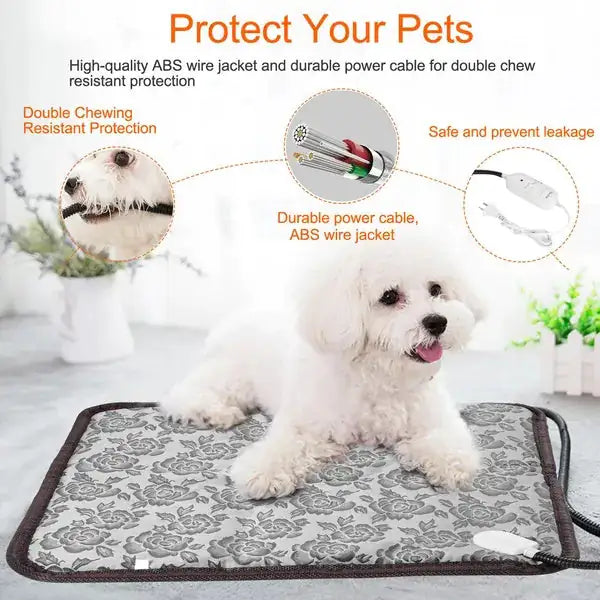 Pet Heating Pad Dog Cat Electric Heating Mat – Waterproof & Adjustable Warming Blanket