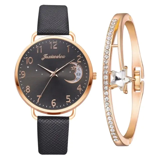 Unveil Timeless Elegance with the Moon Bracelet & Watch Set