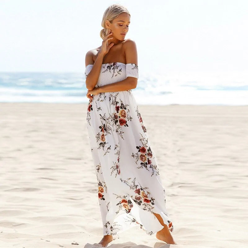 Bohemian Floral Maxi Dress – Ankle-Length Fit-and-Flare for Effortless Summer Style