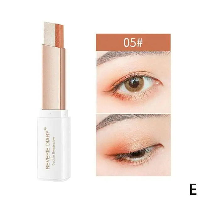 Double Color Glitter Eye Shadow Stick – Waterproof Gradient Matte & Shimmer Duo (6 Shades)