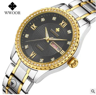 WWOOR Diamond Women’s Fashion Gold Quartz Watch