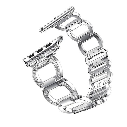 Elevate Your Apple Watch with Our Luxury Metal Diamond Bracelet