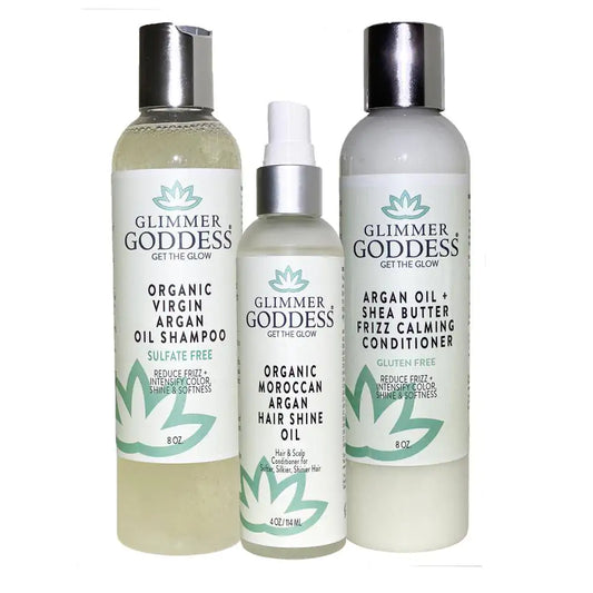 Organic Argan Oil Trio (Shampoo Conditioner Hair Shine Spray)