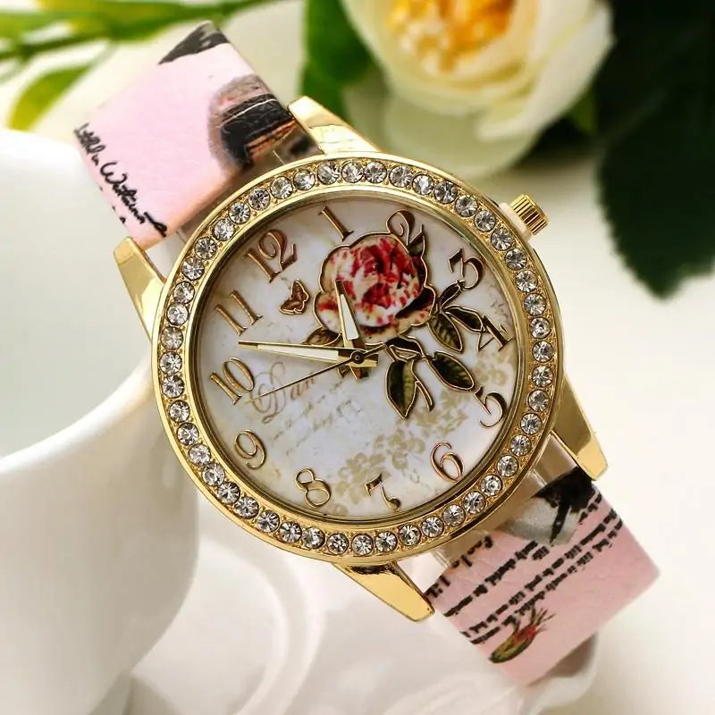 Floral Cubic Zirconia Watch: A Timeless Blend of Elegance and Sparkle