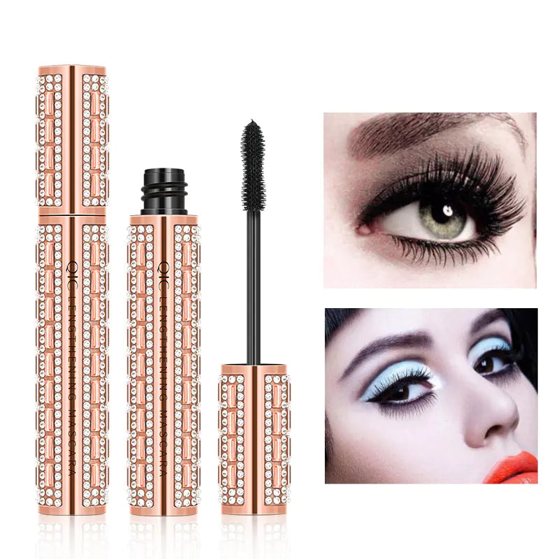 Shining Diamond Waterproof Lengthening Mascara – 5D Volume, Peanut Brush, and Smudge-Proof Wear (12.7cm / 5g)