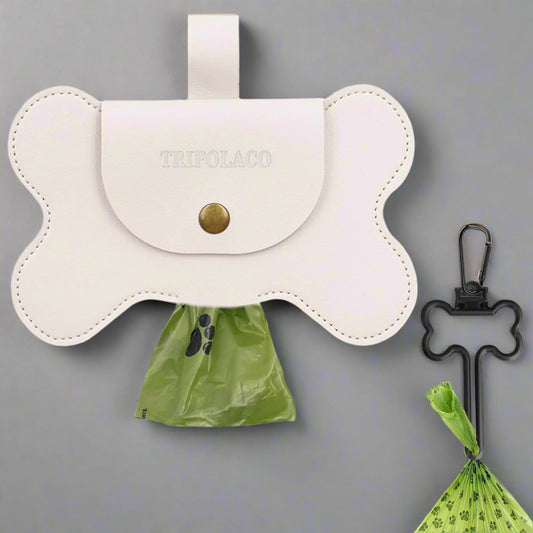 Leather Dog Poop Bag Holder – Durable, Stylish Waste Bag Dispenser with Leash Attachment